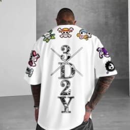2026 New One Piece Anime Skeleton Print Men's T-shirt Summer Short Sleeve Graphic Tee Streetwear Hip Hop Fashion Y2k Clothes