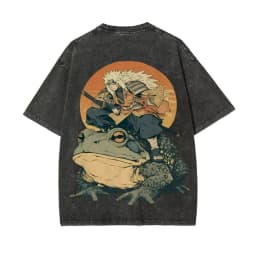 Naruto Jiraiya T Shirt Gamabunta Ukiyo-e Vintage Acid Wash Streetwear Retro Anime Graphic Men Tees 2026 100%cotton Clothing