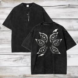 Japanese Anime Demon Slayer Kokushibo Graphic Washes T-shirts Men's Women's Pure Clothing Harajuku Y2K Streetwear Cotton Tops