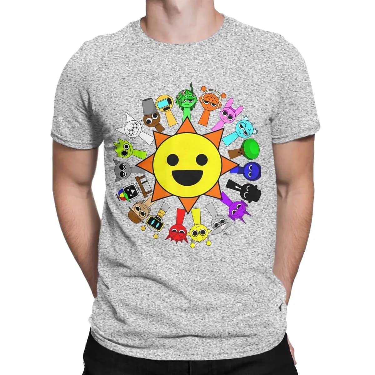 Funny Sprunki Toys Around Mr Sun T-Shirts Men Women Round Collar Cotton T Shirts Short Sleeve Tees New Arrival Clothing