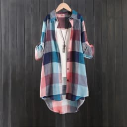Women's Plaid Shirt Casual Blouses Woman Tops for Women Long Sleeve Long Sleeve Shirts Chic Blouse Check Linen Cotton Clothing