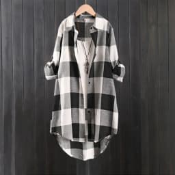 Women's Plaid Shirt Casual Blouses Woman Tops for Women Long Sleeve Long Sleeve Shirts Chic Blouse Check Linen Cotton Clothing