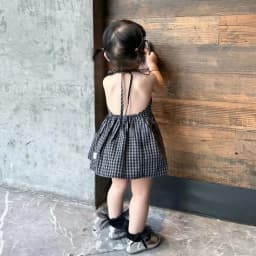 Girls' Summer Dress Korean Children's Clothing Hanging Neck Backless Skirt Baby Plaid Vest Skirt New
