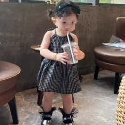 Girls' Summer Dress Korean Children's Clothing Hanging Neck Backless Skirt Baby Plaid Vest Skirt New
