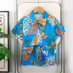 Baby Boys Summer Short Sleeve Collared Shirt And Shorts Set Holiday Beach Clothing Short Pants Outfit