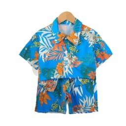 Baby Boys Summer Short Sleeve Collared Shirt And Shorts Set Holiday Beach Clothing Short Pants Outfit