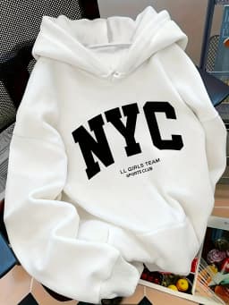 Women'S Light NYC Pattern Hooded Sweatshirt Oversized Comfortable Fabric Fashion Casual HipHop Sweatshirt Harajuku Unisex