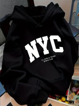 Women'S Light NYC Pattern Hooded Sweatshirt Oversized Comfortable Fabric Fashion Casual HipHop Sweatshirt Harajuku Unisex
