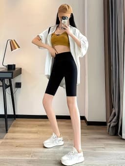 Solid Color Thin Yoga Shorts Fashion Sports Casual Leggings High Waist Tummy Control Slim Fit Tights Suitable For Slim Figures