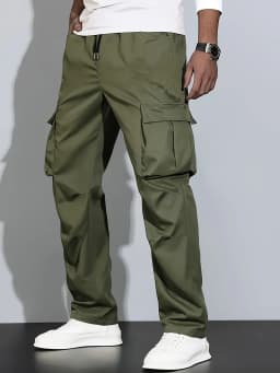 2026 new men's workwear pants, European and American men's loose straight casual pants, men's workwear pocket pants
