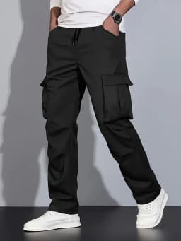 2026 new men's workwear pants, European and American men's loose straight casual pants, men's workwear pocket pants