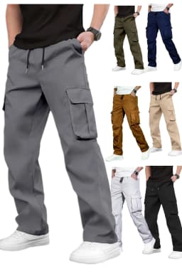 2026 new men's workwear pants, European and American men's loose straight casual pants, men's workwear pocket pants