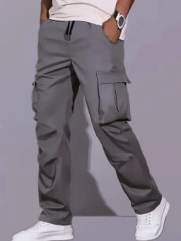 2026 new men's workwear pants, European and American men's loose straight casual pants, men's workwear pocket pants