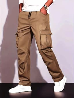 2026 new men's workwear pants, European and American men's loose straight casual pants, men's workwear pocket pants