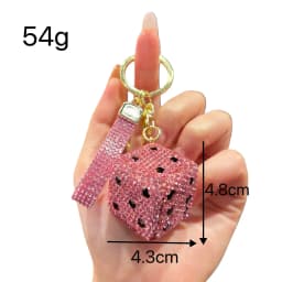Simple Korean Style Clay Dice Keychain - Full Rhinestone Car Key Ring & Bag Charm for Women