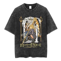 Vintage Washed Anime Death Note Misa Amane Print T Shirts Men Women Clothing Cotton Casual T-shirt Fashion Short Sleeve T-shirts