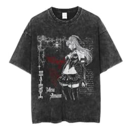 Vintage Washed Anime Death Note Misa Amane Print T Shirts Men Women Clothing Cotton Casual T-shirt Fashion Short Sleeve T-shirts
