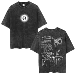 Vintage Washed Anime Death Note Misa Amane Print T Shirts Men Women Clothing Cotton Casual T-shirt Fashion Short Sleeve T-shirts