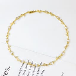 14K Gold Plated Colorful Crystal Zircon Leaf Vine Necklace for Women Multicolor Gemstone Flower Necklace Fashion Jewelry Gift