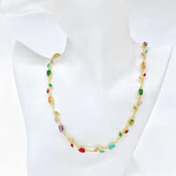 14K Gold Plated Colorful Crystal Zircon Leaf Vine Necklace for Women Multicolor Gemstone Flower Necklace Fashion Jewelry Gift