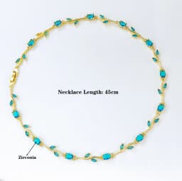 14K Gold Plated Colorful Crystal Zircon Leaf Vine Necklace for Women Multicolor Gemstone Flower Necklace Fashion Jewelry Gift