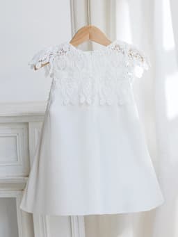 Young Girls Cute and Elegant Princess Dress Little Girl White Silk Crepe Evening Gown with Lace Wedding Flower Peddler Dress