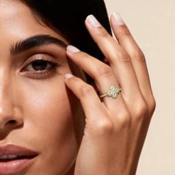 OXTAO Classic Floral-Style Ring Anniversary Gifts for Women 14K Gold Filled 3mm Moissanite Four Leaf Wedding Ring Jewelry