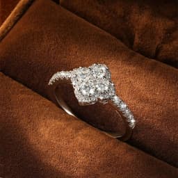 OXTAO Classic Floral-Style Ring Anniversary Gifts for Women 14K Gold Filled 3mm Moissanite Four Leaf Wedding Ring Jewelry