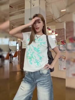 Tonngirls Korean Style T-shirt Women Short Sleeve Print Graphic Tops Streetwear Y2k Vintage Tops Japanese 2000s Tshirts E-girls
