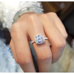 Lnngy Certified 8mm 2ct Moissanite Halo Engagement Ring Exquisite Square Shape Wedding Rings For Women Party Jewelry Gift