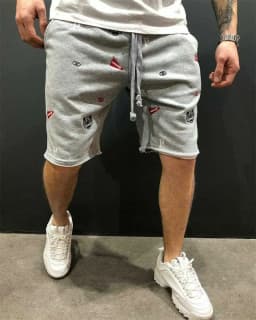 Spring Summer Mens Cotton loose Shorts Streetwear Bodybuilding Embroidered casual Short pants Jogger sports Tiger head Shorts
