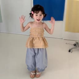 Korean version girls' checkered camisole 2026 summer new style children's western-style backless top baby camisole