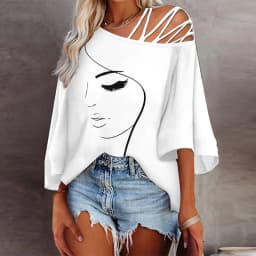 New wholesale autumn fashion patchwork loose casual top women's printed t-shirt