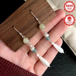 Fashion Chinese Style Sterling Silver 925 Freshwater Pearls Natural Stone DIY Pendant Earrings for Women Wear Imves fine jewelry