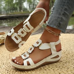 Plus-size Roman-style Women's Sandals Open-toe Beach Slippers Summer Wedge Heel, Comfortable Outdoor Slip-on Sandals