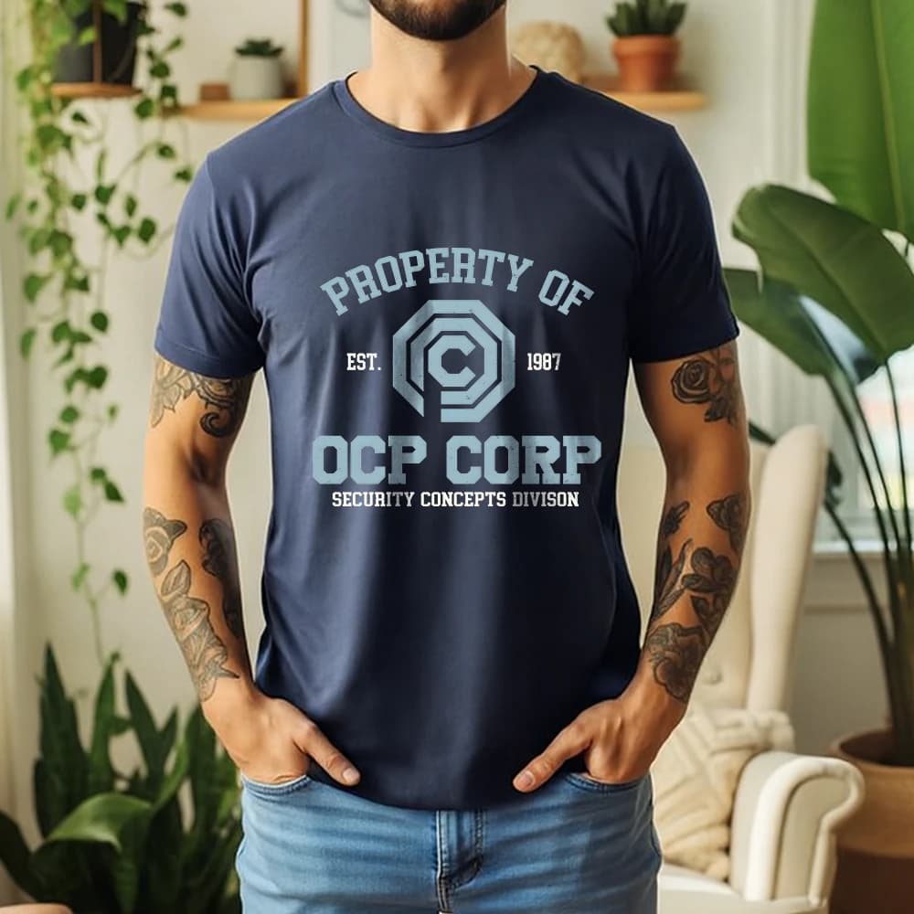2026 Summer 100% Cotton OCP CORP Graphic Oversized Tee OCP CORP 1987 RoboCop Sci-Fi Retro Themed Short Sleeve