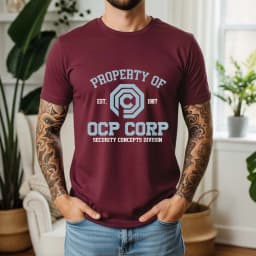 2026 Summer 100% Cotton OCP CORP Graphic Oversized Tee OCP CORP 1987 RoboCop Sci-Fi Retro Themed Short Sleeve