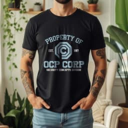 2026 Summer 100% Cotton OCP CORP Graphic Oversized Tee OCP CORP 1987 RoboCop Sci-Fi Retro Themed Short Sleeve
