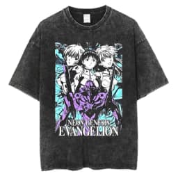 2026 Neon Genesis Evangelion Unit-01 Printed T-shirt Men's and Women's Washed T-shirt High Quality Vintage Cotton T-shirt Tops