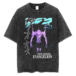 2026 Neon Genesis Evangelion Unit-01 Printed T-shirt Men's and Women's Washed T-shirt High Quality Vintage Cotton T-shirt Tops