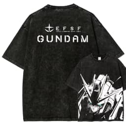Gundam RX-78-2 T Shirt Men Vintage Acid Wash Mecha Monochrome Streetwear Retro Mobile Suit Japanese EFSF Graphic Tees