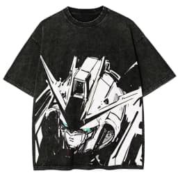 Gundam RX-78-2 T Shirt Men Vintage Acid Wash Mecha Monochrome Streetwear Retro Mobile Suit Japanese EFSF Graphic Tees