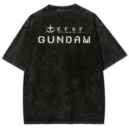 Gundam RX-78-2 T Shirt Men Vintage Acid Wash Mecha Monochrome Streetwear Retro Mobile Suit Japanese EFSF Graphic Tees