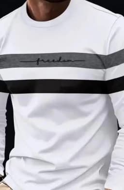 2026 Autumn Men's T-Shirt Clothing Fashion Oversized Crew Neck Long Sleeve T-Shirt Top Simple Casual Stripe T-Shirts For Men
