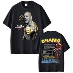 Limited Chama Alex Pereira Double Sided Print T Shirts Men Women Harajuku Violence Aesthetic T-shirts Gothic 100% Cotton T Shirt