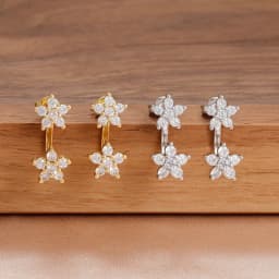Female Cute Stars Small Flower White Zircon Stud Earrings for Women Vintage Gold Silver Color Wedding Jewelry Mother's Day Gifts