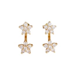 Female Cute Stars Small Flower White Zircon Stud Earrings for Women Vintage Gold Silver Color Wedding Jewelry Mother's Day Gifts