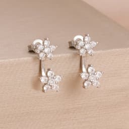 Female Cute Stars Small Flower White Zircon Stud Earrings for Women Vintage Gold Silver Color Wedding Jewelry Mother's Day Gifts