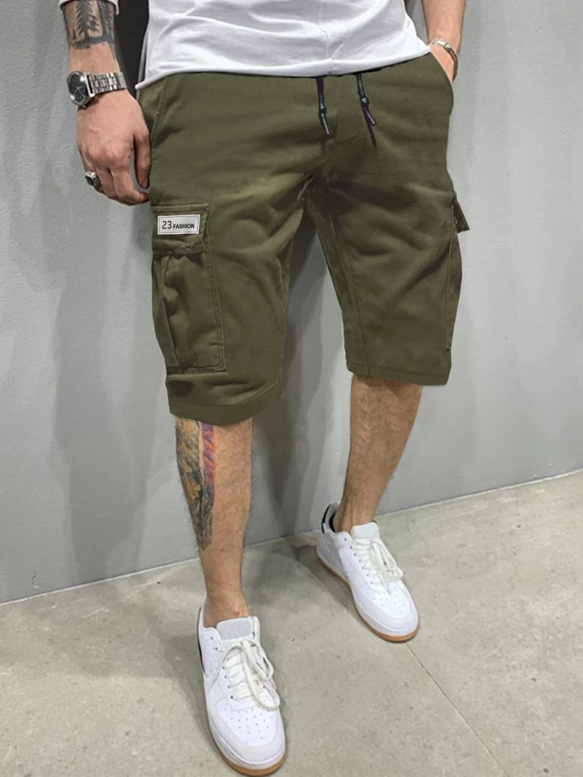 Casual Men's Five-Inch Shorts, Workwear Style, Loose and Straight-Cut, Trendy Brand, Elastic, Beachy, Stylish Mid-Length Pants