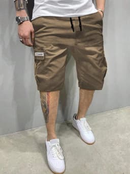 Casual Men's Five-Inch Shorts, Workwear Style, Loose and Straight-Cut, Trendy Brand, Elastic, Beachy, Stylish Mid-Length Pants